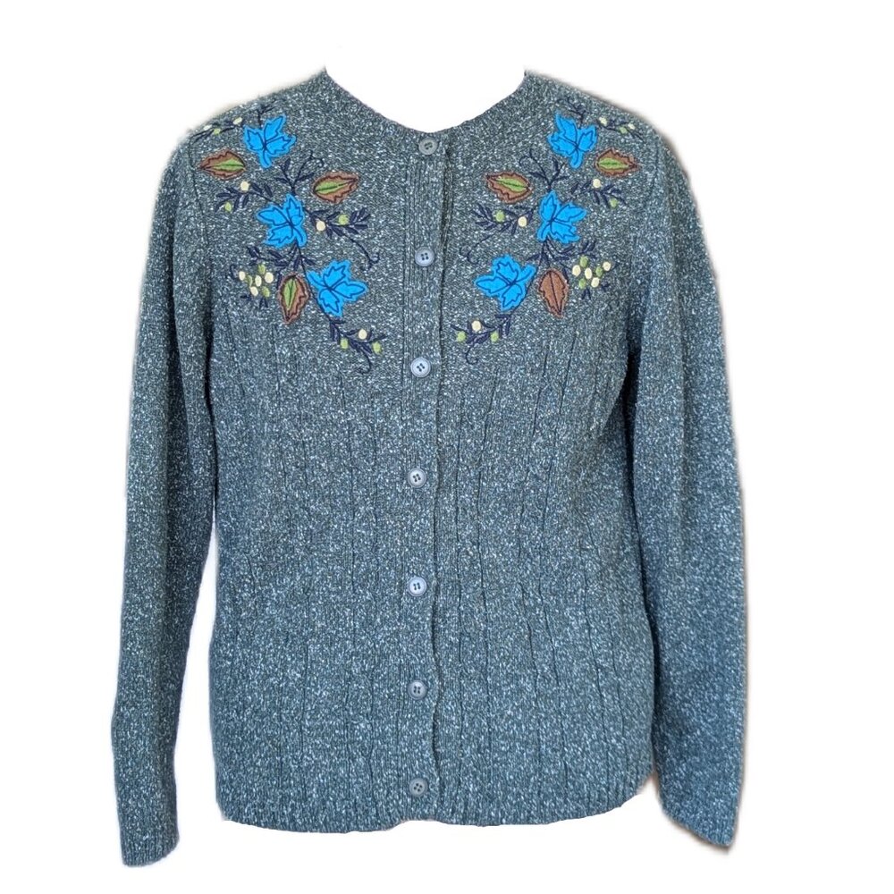 Forest Green Leaf Cardigan